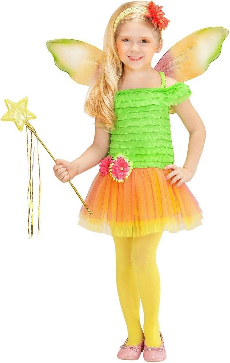 Elfen Feeen & Fantasy Kostuum | Bloemenfee Keukenhof | Meisje | Maat 110 | Carnaval kostuum | Verkleedkleding